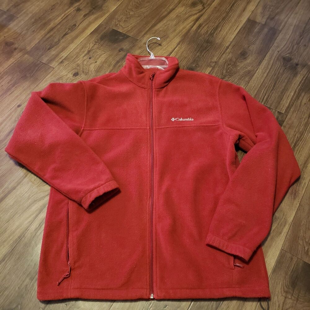 Columbia Maroon Full Zip Fleece Jacket Men's Sz L